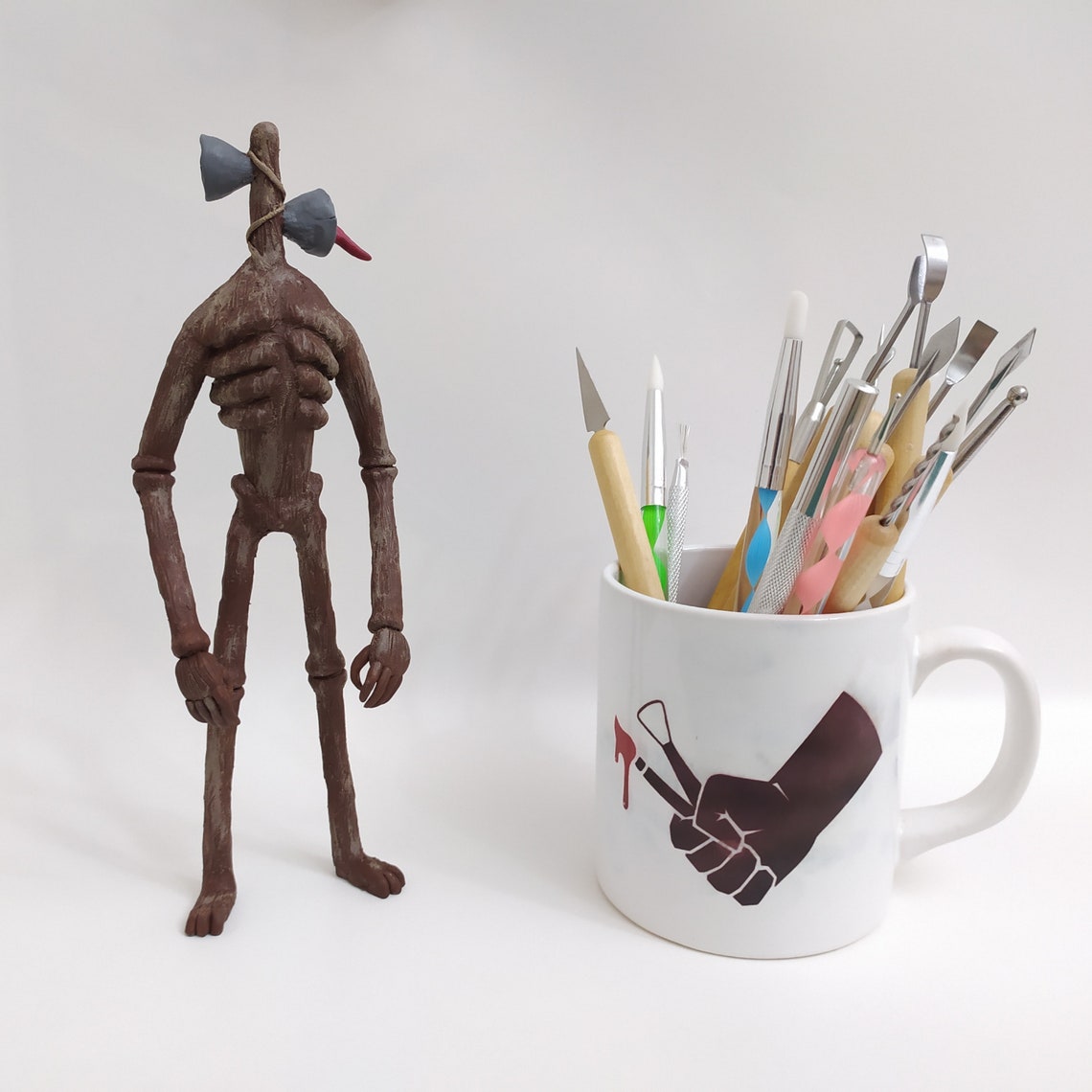 Siren Head Sculpture Polymer Clay Sirenhead Figure Trevor Etsy