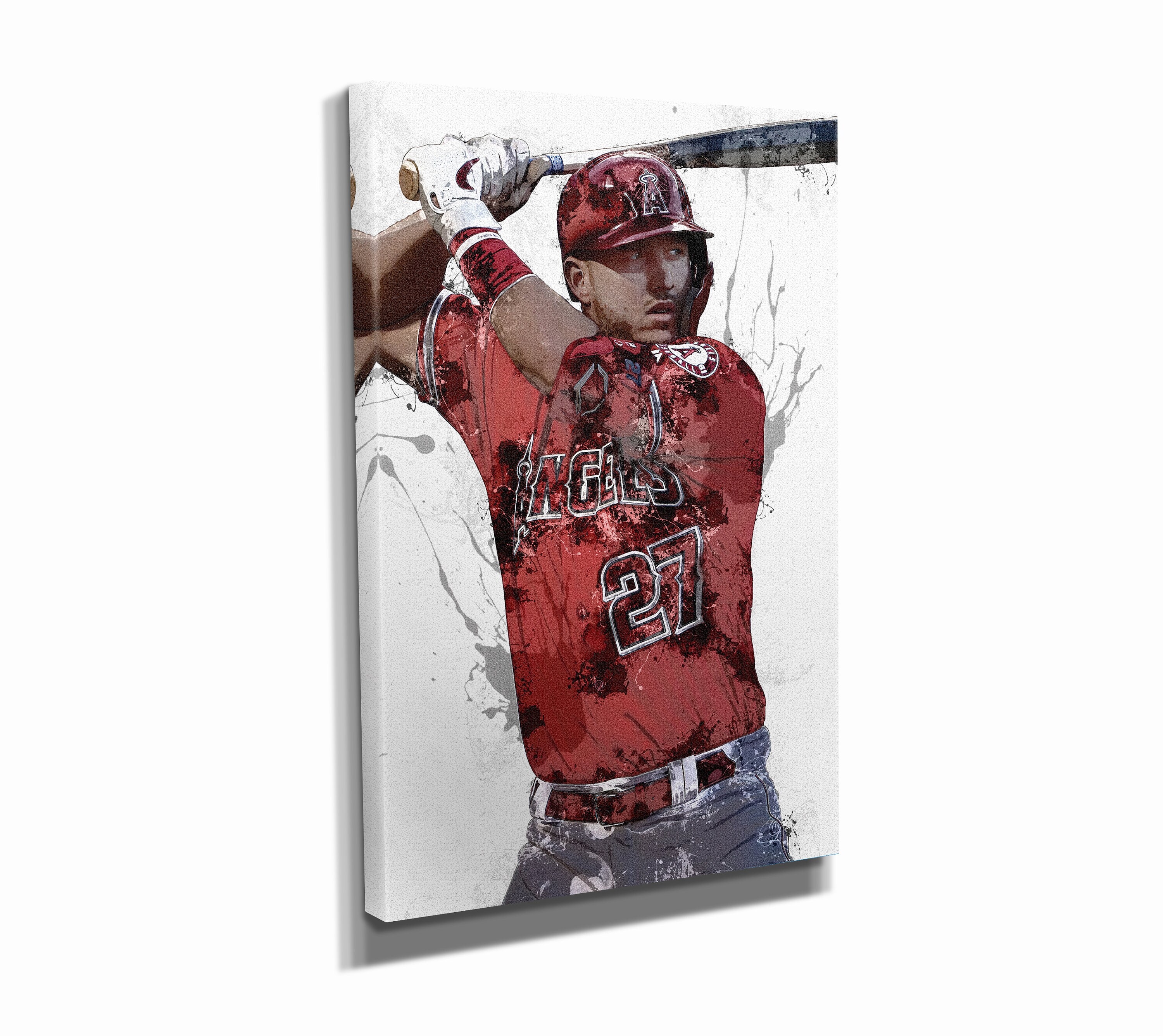 Mike Trout Art Poster Los Angeles Angels Baseball Hand Made Etsy