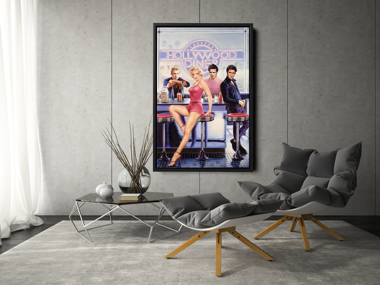 Hollywood Diner Poster Marilyn Monroe Elvis Presley James Dean Etsy