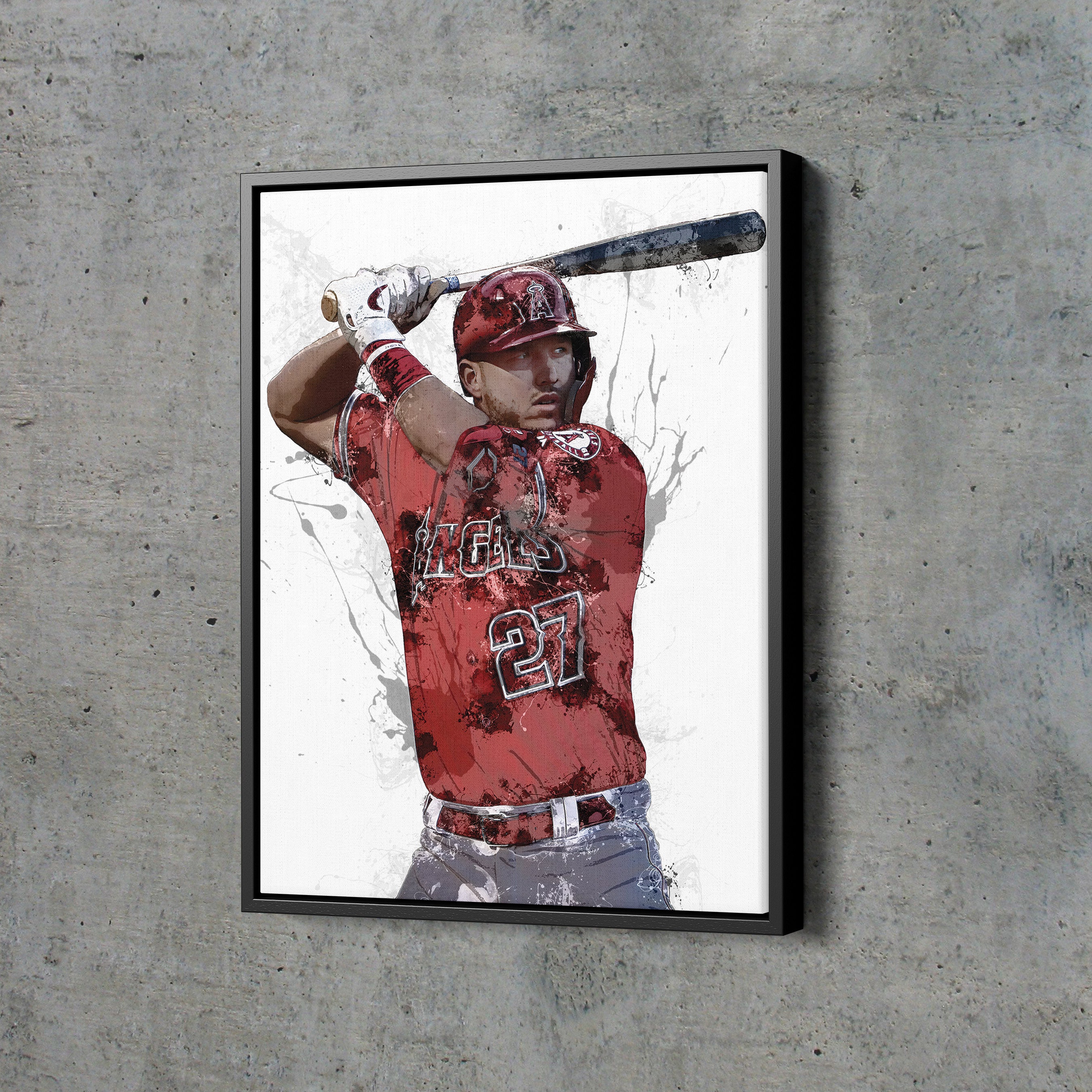 Mike Trout Art Poster Los Angeles Angels Baseball Hand Made Etsy