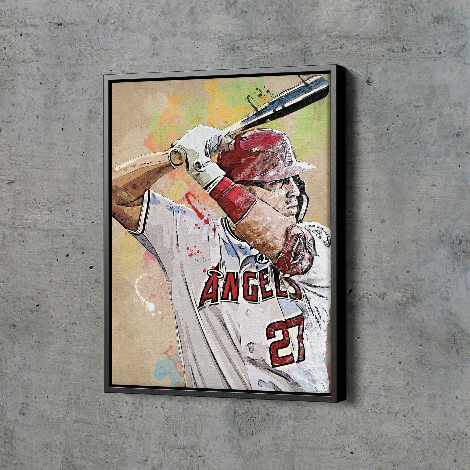 Mike Trout Poster Los Angeles Angels Baseball Hand Made Etsy