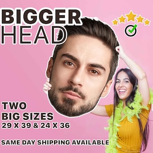 ¡Recortes de cara más grandes! Perfecto para celebraciones de despedidas de soltera. ¡Recortes de cartón personalizables y abanicos divertidos! Recortes de cabeza grandes