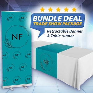 Table Runner & Roll up Banner, Business event, Trade Show Package, Roll up Banner, table overlay, Table Throw, Custom Retractable Banner