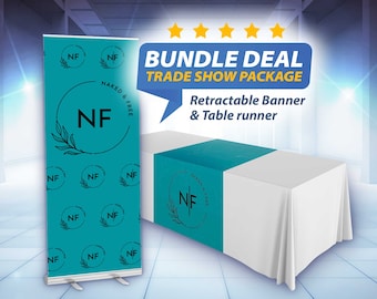 Table Runner & Roll up Banner, Business event, Trade Show Package, Roll up Banner, table overlay, Table Throw, Custom Retractable Banner