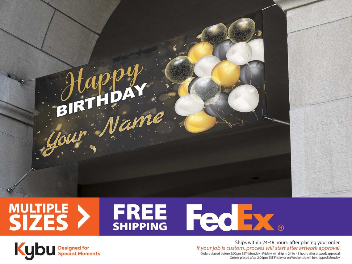 Vinyl Banner CUSTOMIZABLE Name Personalized Happy Birthday Etsy