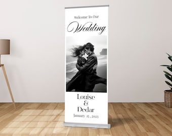 Wedding Retractable Banner Welcome Black & White