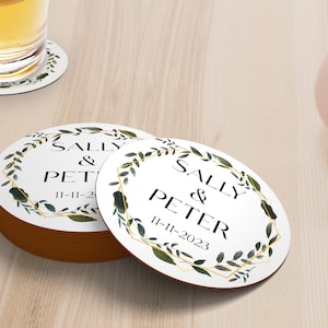 Custom Coasters, round paper coasters, add a special touch with our wedding coasters, shower coasters, personalized coasters