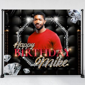 Birthday Backdrop Banner Diamond Mike , Birthday party glam, Glam Backdrop, Birthday Backdrop, Pink Birthday party, Party Backdrop
