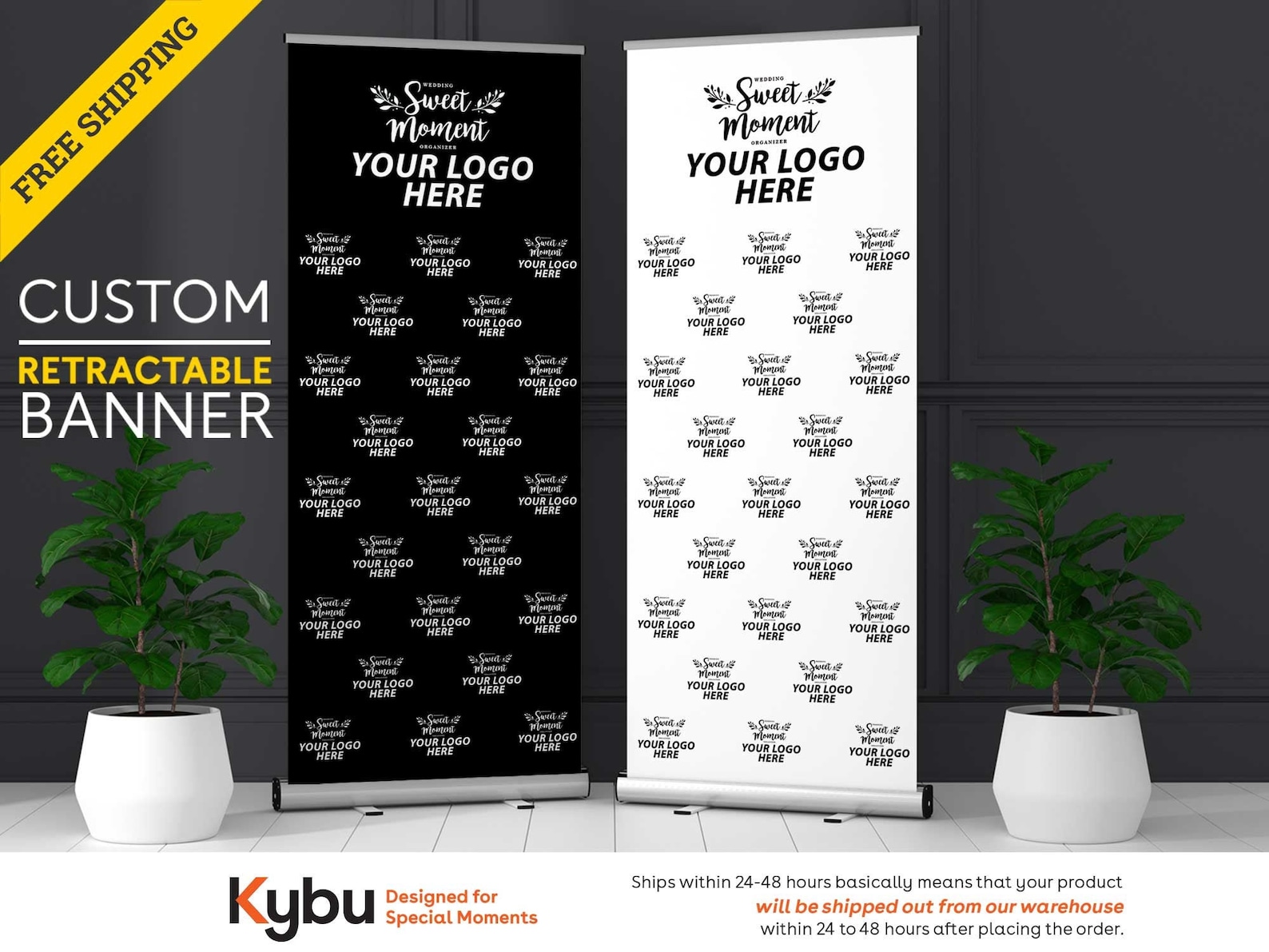 Custom Retractable Banner Black and White Banners Pop up - Etsy