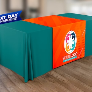 CUSTOM Table Runner with Logo for Vendor Events, Event table runner, Table overlay