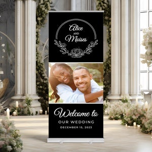 Wedding Retractable Banner Welcome Floral White