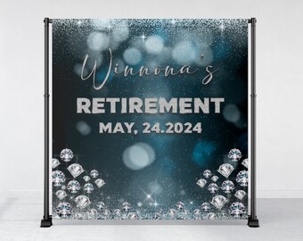 Retirement Backdrop Banner Diamond Party, Glam Backdrop, Party Backdrop