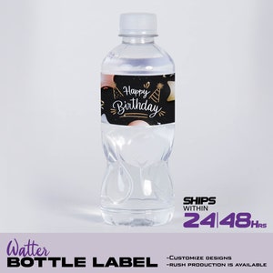 Happy Birthday Label, Water Labels, Water Bottle Labels, Waterproof Labels