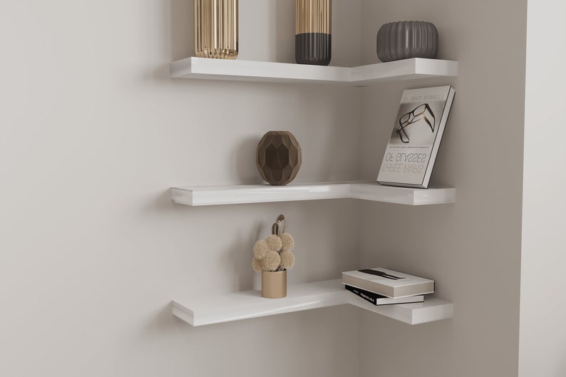 Set of 13 Corner Floating Shelves Wooden Custom Size Etsy