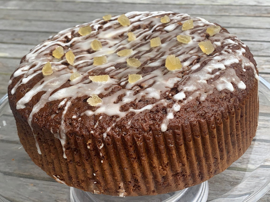 Whole GINGER CAKE With Ginger Icing and Crystallised Ginger Etsy UK