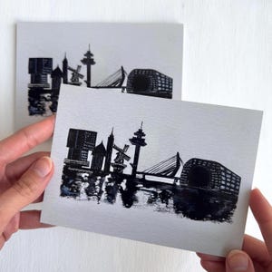 Carte postale/Ansichtkaart sur les toits de la ville de Rotterdam | Impression A6