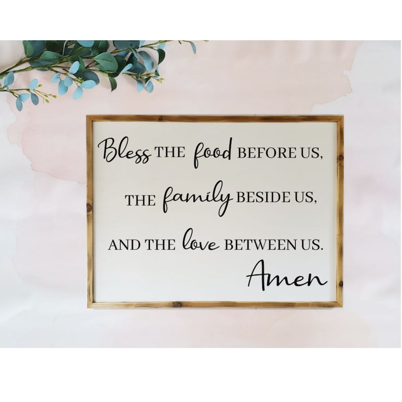 Stained border Sign Bless This Food Beside Us Dining Room Sign Kitchen Table Sign Dining Room Decor
