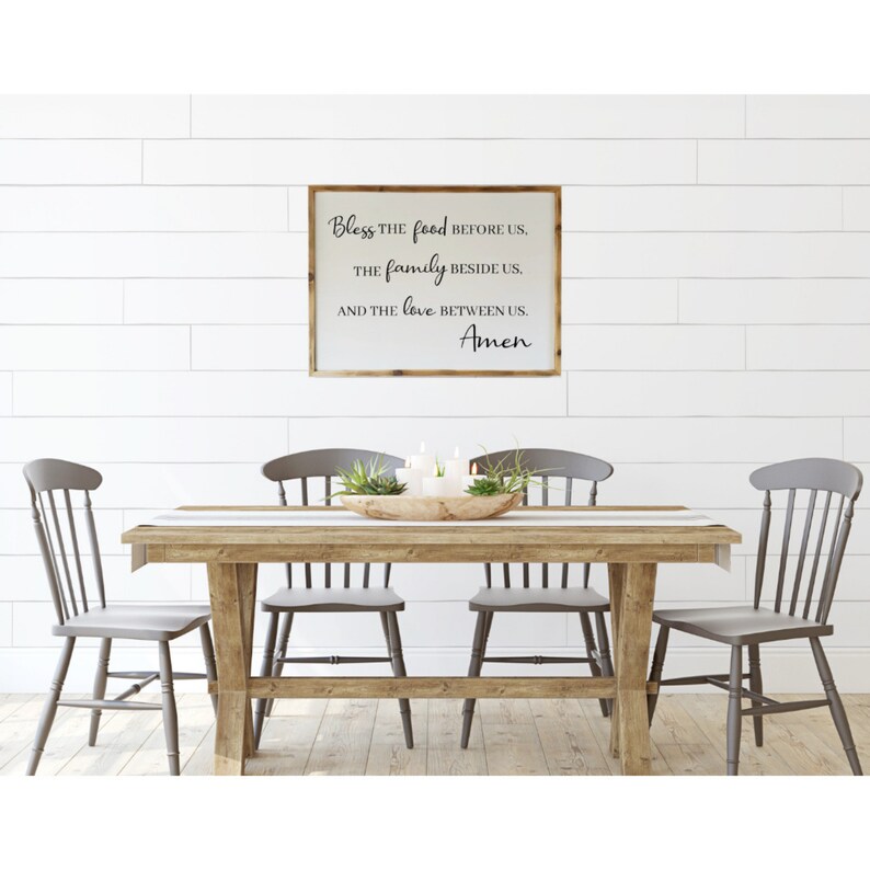 Stained border Sign Bless This Food Beside Us Dining Room Sign Kitchen Table Sign Dining Room Decor