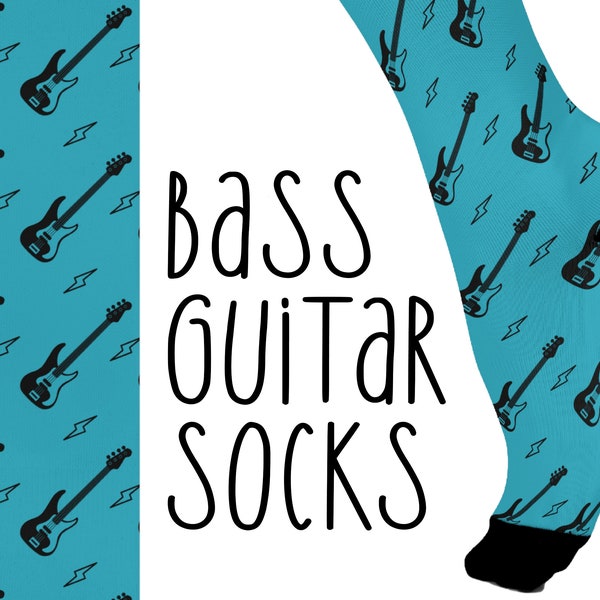 Bass Guitar Socks, Bass Player Gift, Bass Guitar Gift, Rock Music Gift, Unisex Socks Blue