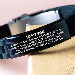 Personalized Son Gift, To My Son, Wherever Your Journey In Life May Take You, Son Silicone Bracelet, Son Birthday Gift From Mom & Dad