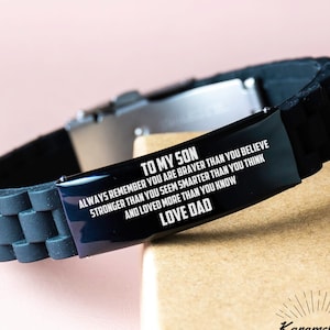 To My Son Gift From Dad,always Remember You Are Braver Than You Believe, Son Gift, Gift For Son, Dad Son Bracelet, Father To Son Gifts