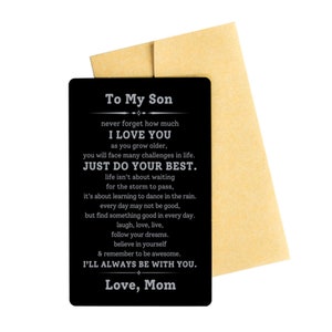 Personalisierte Sohn-Namens-Geldbörsen-Einsteckkarte, personalisiertes Sohn-Geschenk, nie vergessen, wie sehr ich dich liebe, Geschenk für Sohn von Mama und Papa, Geburtstagsgeschenk