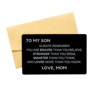 An meine Sohn Geldbörse Karte, Always Remember You Are Braver Than You Believe, Love Mom, personalisiertes Sohn Geschenk, Sohn Geldbörse Karte, Sohn Geschenk von Mama