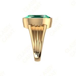 Men Oval Emerald Ring Solid Yellow Gold Emerald Ring Men - Etsy