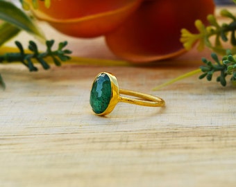 3.15 Carat Natural Emerald Ring/ Emerald Engagement Ring /Emerald Gold Ring/White Gold/Rose Gold/Solitaire Ring/Wedding Ring/nniversary Ring