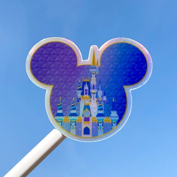 Pegatina holográfica del castillo / pegatina del 50 aniversario / WDW, MK / Bujo Planner Laptop Water Bottle Phone Decal
