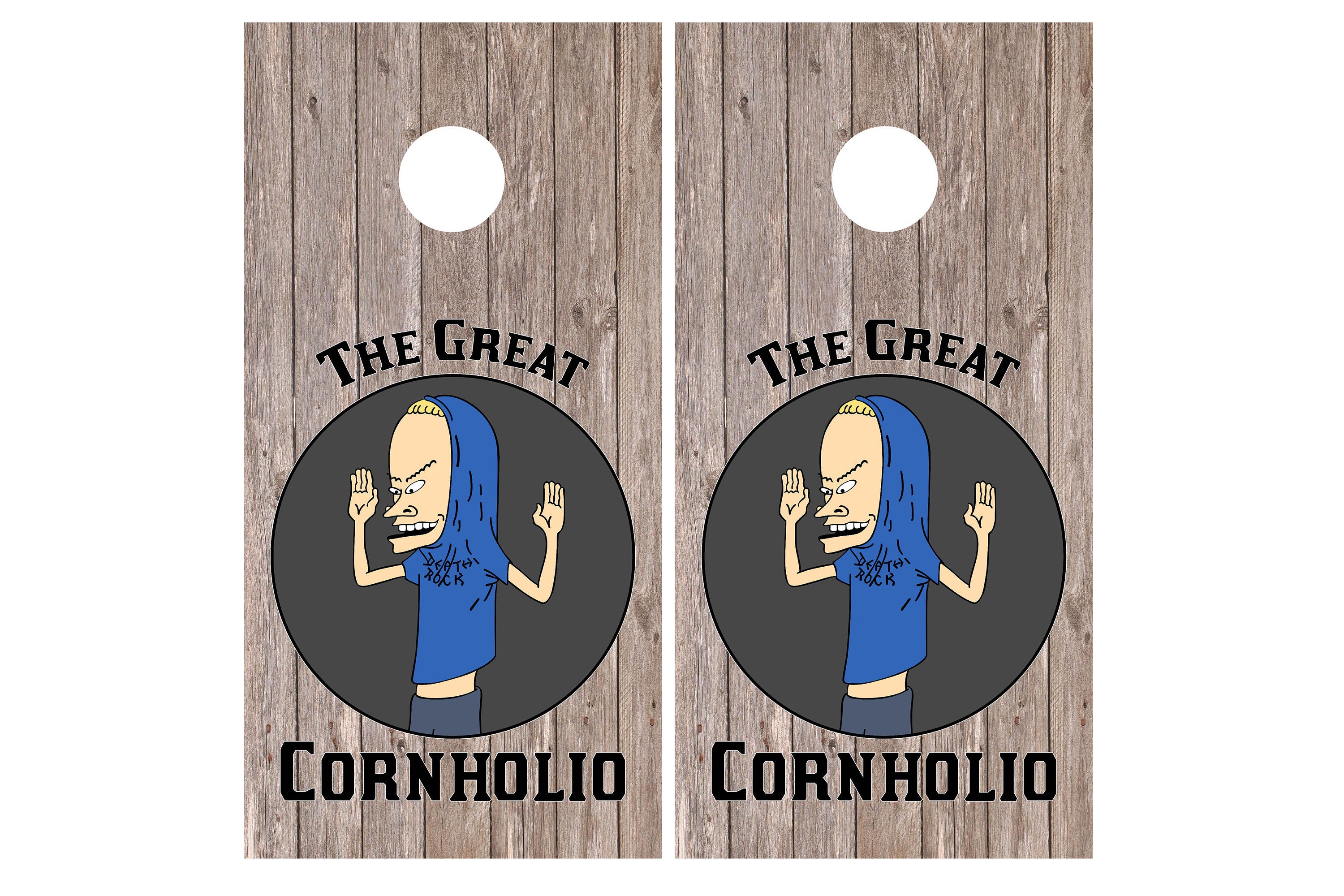 Holy Cornholio Cornhole Wrap Skin Decal Vintage Wood Game Etsy