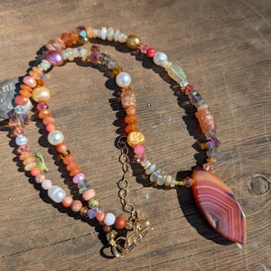 Multi Gemstone Opal Agate GF Necklace