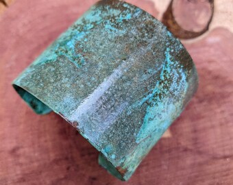 Green Patina Wide Cuff Bracelet