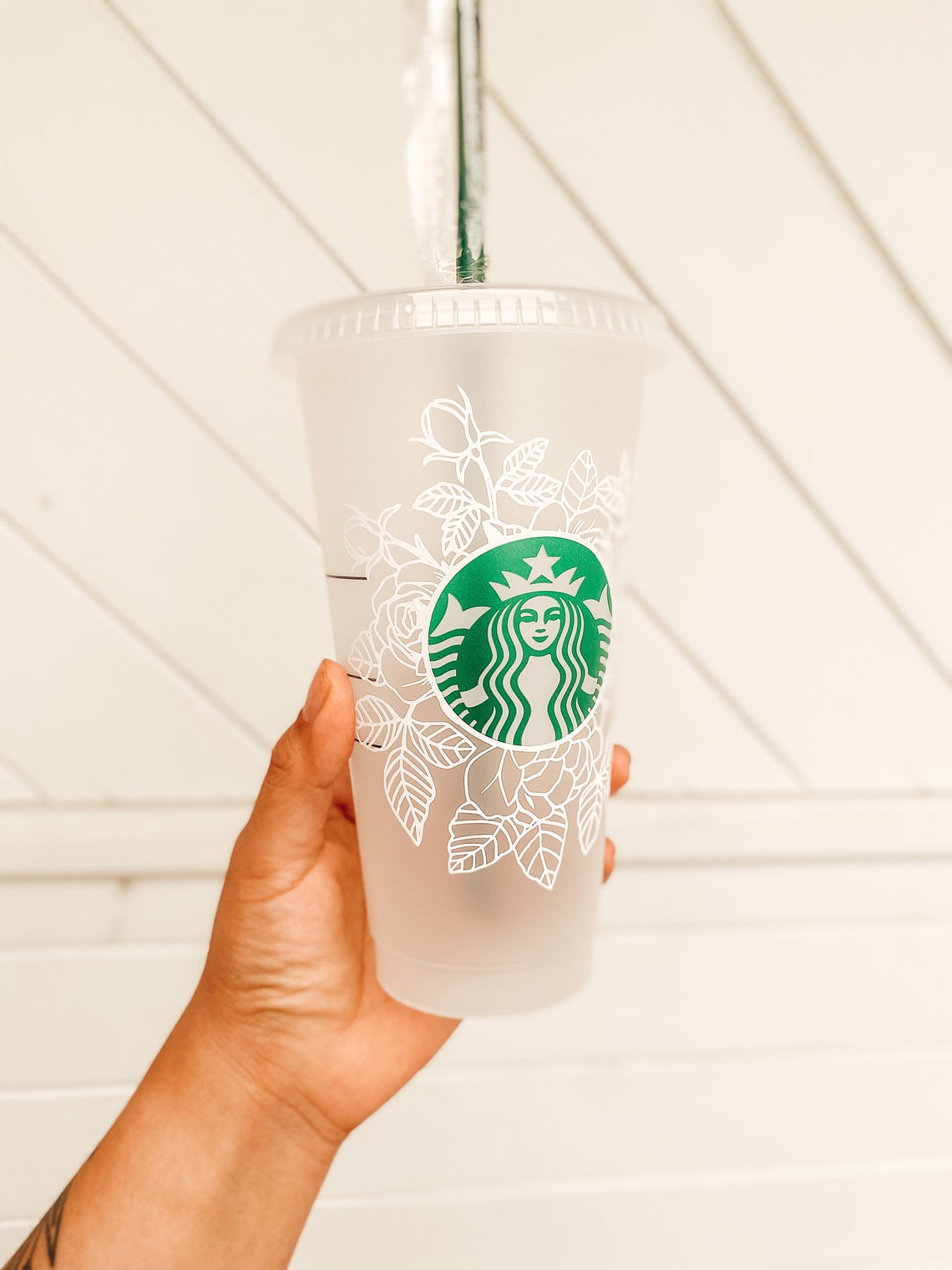 Floral Starbucks Tumbler Etsy