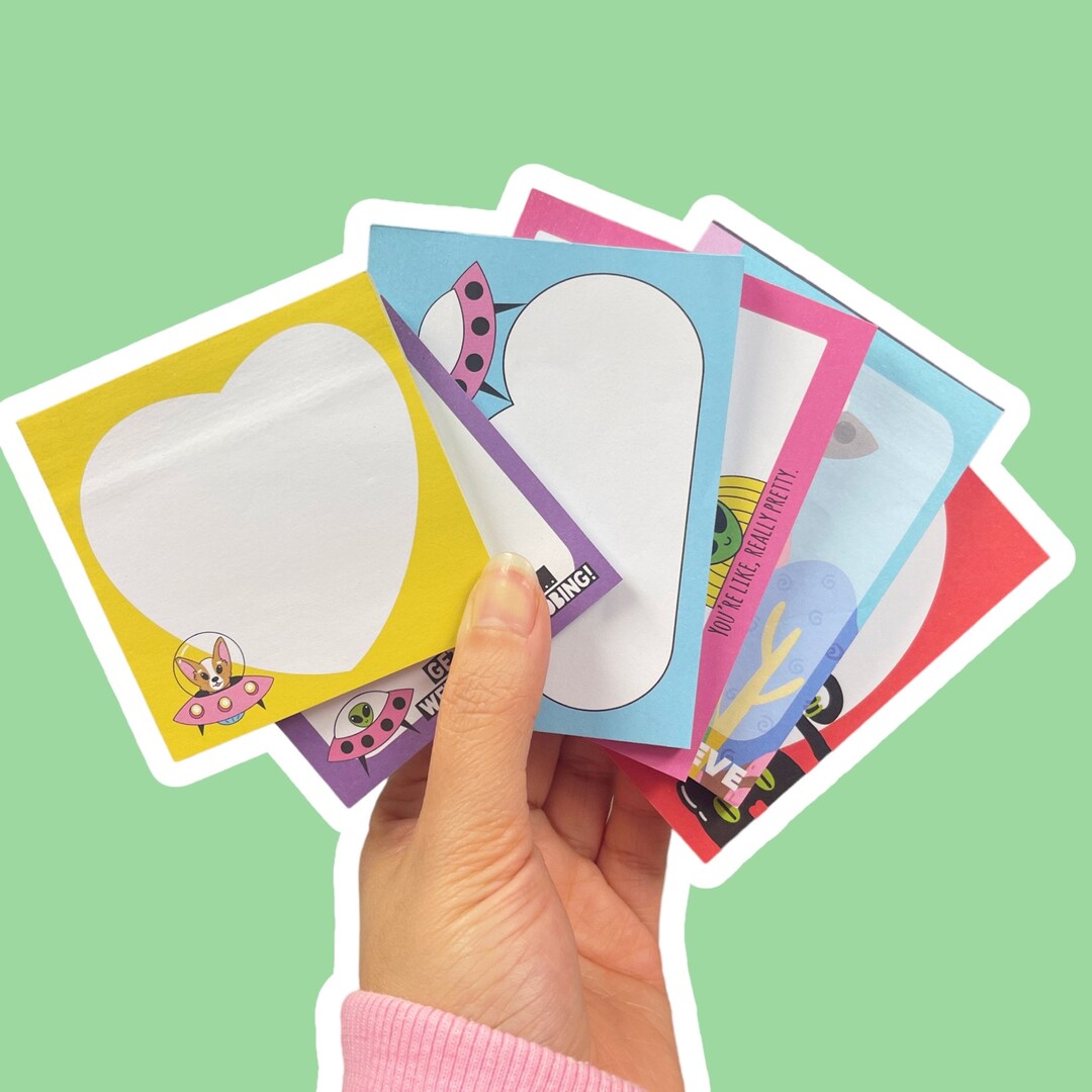 Cute Alien Sticky Notes Bundle, Original Artwork (6-pack) - Etsy