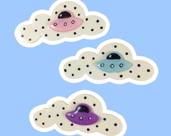 Over the Polka Dot Clouds Hair Alligator Clips