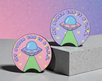 Alien UFO Car Coasters, Neoprene Set of 2