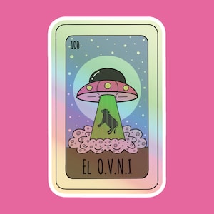 Naklejka holograficzna El OVNI Loteria Card UFO