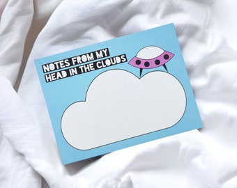 UFO Cloud Sticky Notes - Funny Notepad (4x3 in)