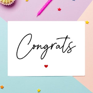 Gefeliciteerd kaart afdrukbare Gefeliciteerd kaart, afstudeerkaart, trouwkaart, nieuwe taakkaart, verlovingskaart DOWNLOADBAAR