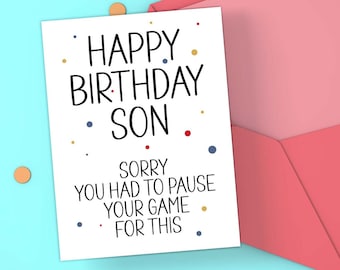 Son Birthday Card PRINTABLE Funny Boys Birthday Card Gamer Video Game DIGITAL DOWNLOAD
