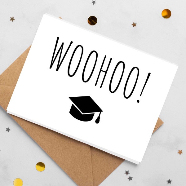 Graduation Card DIGITAL DOWNLOAD College Graduation Card | Woohoo! | Print at Home Card PRINTABLE High School Graduate Card | Downloadable