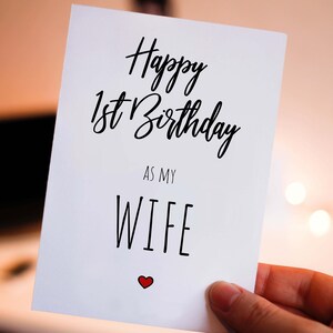 Cartão de aniversário para impressão para esposa, cartão de aniversário de nova esposa, cartão de feliz primeiro aniversário como minha esposa, cartão de aniversário para download de esposa