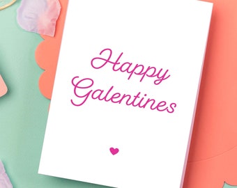 Happy Galentines Card PRINTABLE Cute Valentines Day Card for Best Friend, Galentine's Day Card with Heart DIGITAL DOWNLOAD