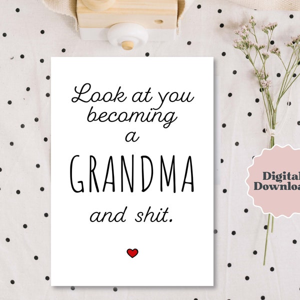 New Grandma Card PRINTABLE Baby Announcement Card, Becoming a Grandma Card DIGITAL DOWNLOAD Future Grandma to Be Card, New Grandma Gift