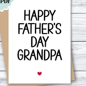Tarjeta del Día del Padre para el Abuelo (DESCARGAR), Tarjeta del Día del Padre de los Nietos, Tarjeta IMPRIMIBLE para el Abuelo, Feliz Día del Padre Abuelo (DESCARGAR)