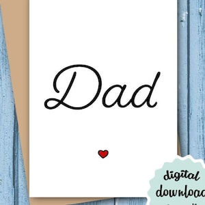 Cute Card for Dad, Fathers Day Card PRINTABLE, Simple Father&#39;s Day Card DOWNLOAD, Minimalist Birthday Card Dad Downloadable 5x7 Card
