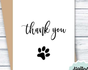 Pet Sitter Card PRINTABLE Thank you Card for Dog Sitter, Cute Thank You Card for Veterinarian, Dog Walker Card DOWNLOAD, Paw Thank You Card