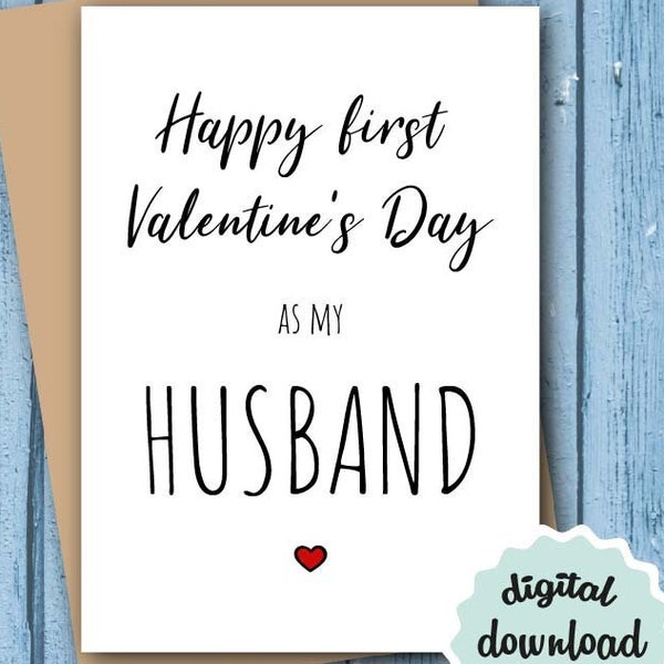 New Husband Valentines Card PRINTABLE Happy 1st Valentine's Day as my Husband Valentines Day Card INSTANT DOWNLOAD