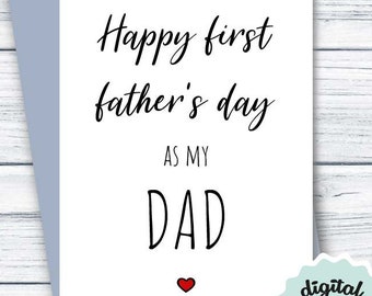 1st Fathers Day Card PRINTABLE, New Dad Fathers Day Card DOWNLOAD, Happy First Father's Day As My Dad, Cute Fathers Day Card for New Father